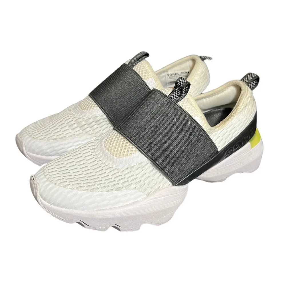 SOREL Kinetic Impact‎ Strap Womens Shoes White Black Reflective Elastic Strap 6